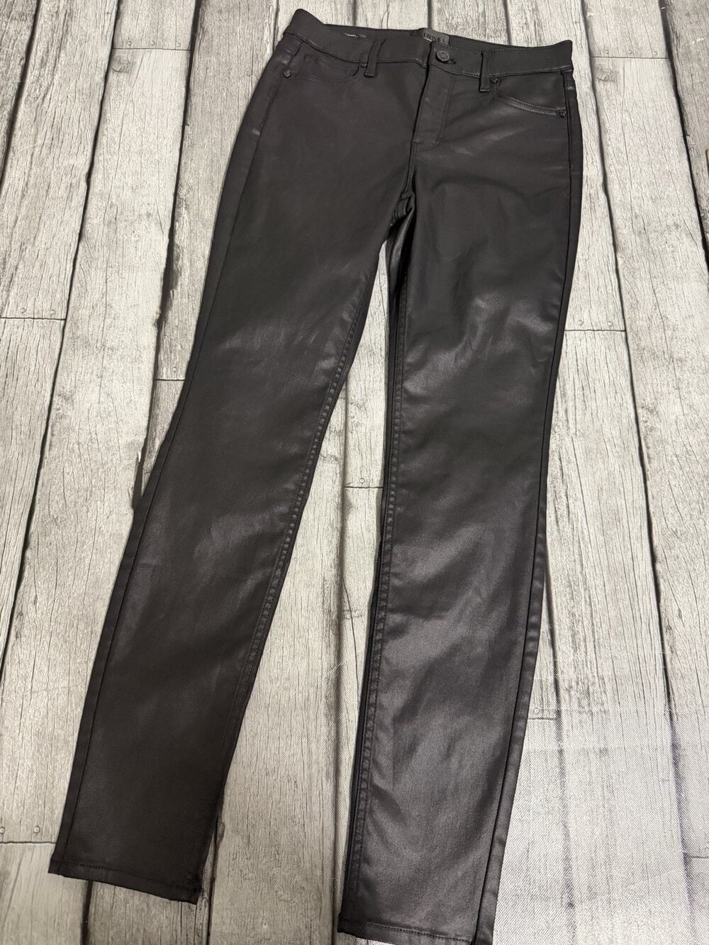 Women’s White House Black Market Coated Denim High Rise Skinny Jeans Black Sz 4